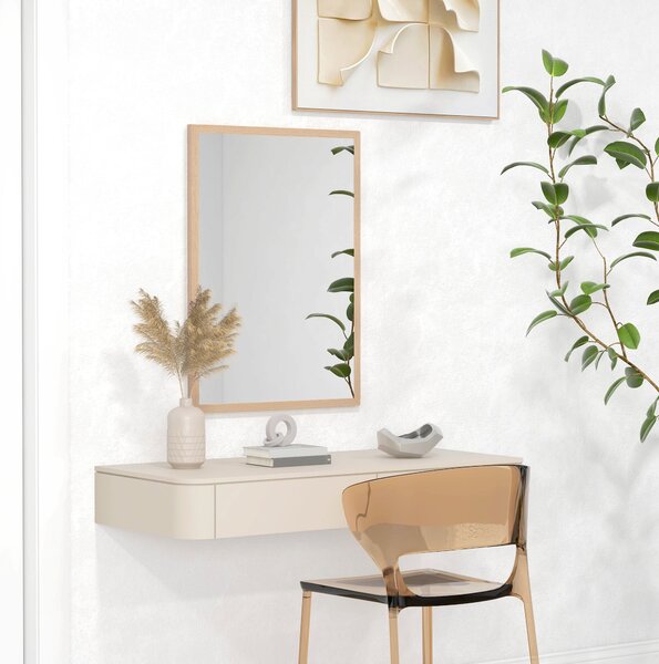 HOMCOM Zrcadlo do koupelny 50x70 cm Obdélníkové dekorativní zrcadlo do obývacího pokoje, vstupní haly, horizontálně nebo vertikálně, přírodní | Aosom