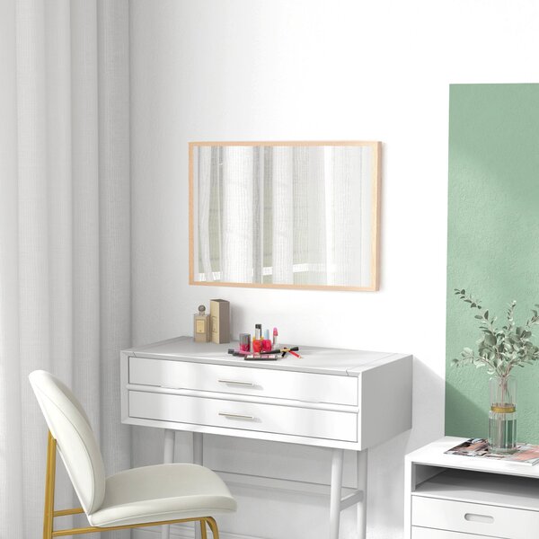 HOMCOM Zrcadlo do koupelny 50x70 cm Obdélníkové dekorativní zrcadlo do obývacího pokoje, vstupní haly, horizontálně nebo vertikálně, přírodní | Aosom