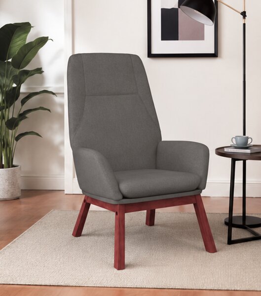 Relaxační křeslo, odpočinkové, masivní kaučukovník/kov/textil, 95x76x71 cm, nohy tmavé/světle šedá, Dekorino KR20260081