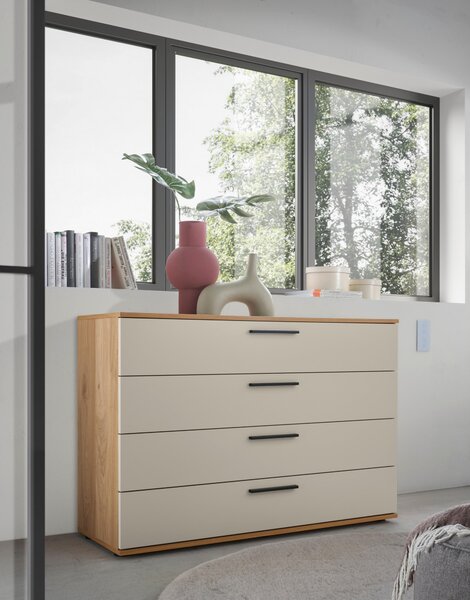 ŠIROKÁ KOMODA, barvy dubu, pískové barvy, 120/83/46 cm Dieter Knoll - Šuplíkové komody