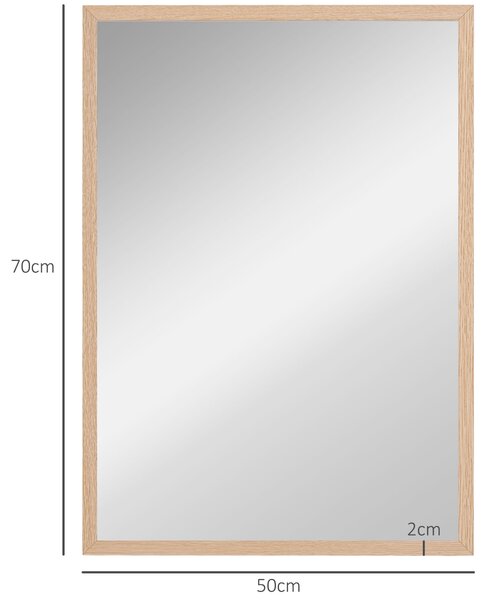 HOMCOM Zrcadlo do koupelny 50x70 cm Obdélníkové dekorativní zrcadlo do obývacího pokoje, vstupní haly, horizontálně nebo vertikálně, přírodní | Aosom