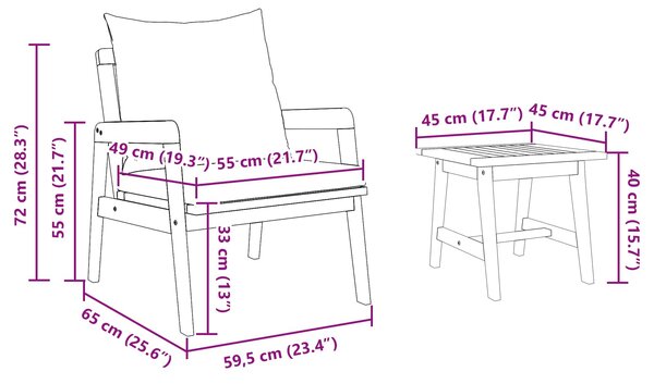 Bistro souprava 5 ks Hnědá Masivní akátové dřevo 3328612