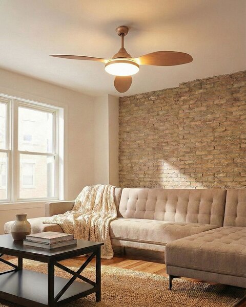 Stropní ventilátor se světlem MUDDY s dálkovým ovládáním Světle hnědá