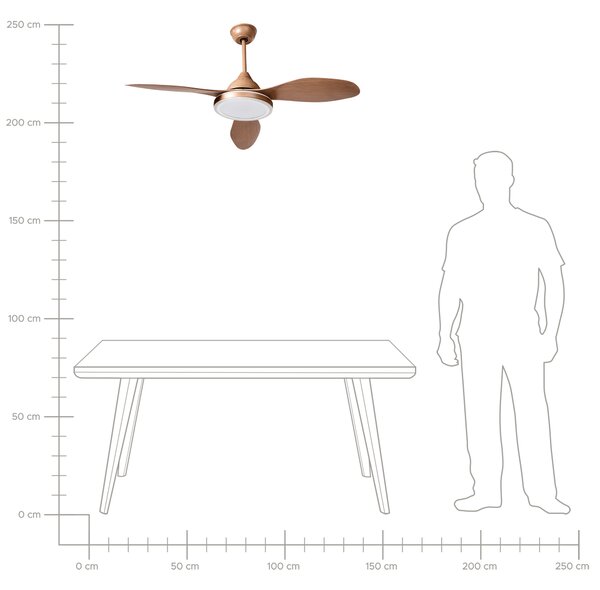 Stropní ventilátor se světlem MUDDY s dálkovým ovládáním Světle hnědá