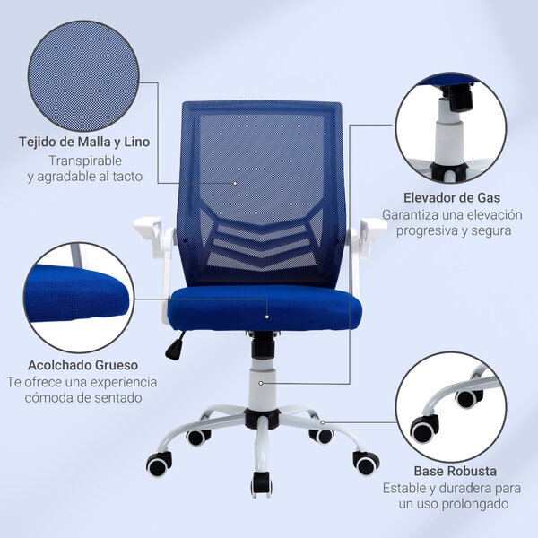 Ergonomická kancelářská židle Vinsetto - otáčecí kancelářská židle s nastavitelnou výškou Modrá | Aosom