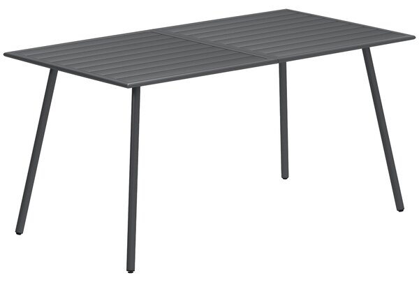 Obdélníkový ocelový zahradní stůl Outsunny 150x80x74 cm - venkovní stůl na terasu s latkovým designem, odolný vůči povětrnostním vlivům, snadno omyvat