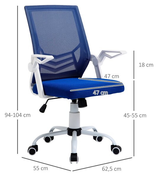 Ergonomická kancelářská židle Vinsetto - otáčecí kancelářská židle s nastavitelnou výškou Modrá | Aosom