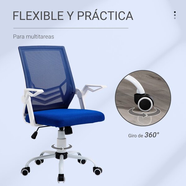 Ergonomická kancelářská židle Vinsetto - otáčecí kancelářská židle s nastavitelnou výškou Modrá | Aosom