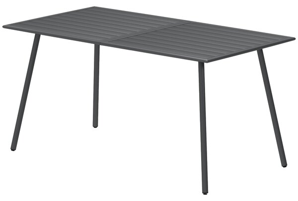 Obdélníkový ocelový zahradní stůl Outsunny 150x80x74 cm - venkovní stůl na terasu s latkovým designem, odolný vůči povětrnostním vlivům, snadno omyvat