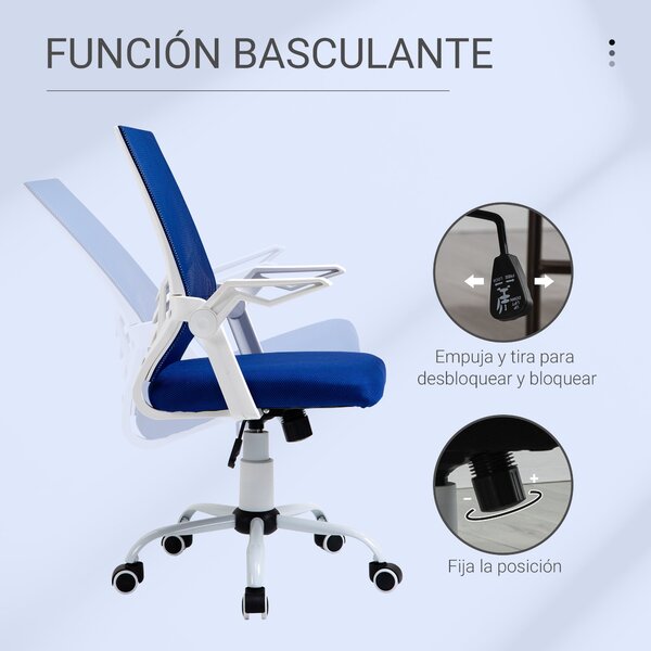 Ergonomická kancelářská židle Vinsetto - otáčecí kancelářská židle s nastavitelnou výškou Modrá | Aosom