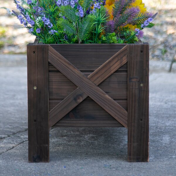 Outsunny Zahradní Truhlík z Masivního Dřeva Obdélníkový s Vysokými Nohy a 2 Odtokovými Otvory pro Květiny a Rostliny 100x36,5x36 cm Hnědý | Aosom