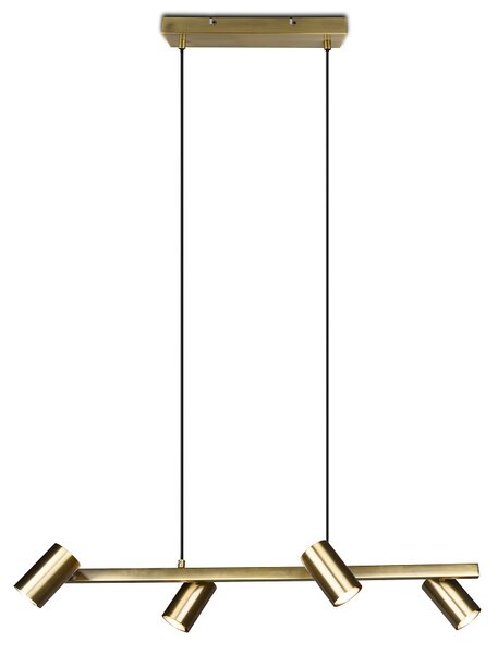 Trio Leuchten 302400404 MARLEY brass - Závěsný bodový lustr nad stůl ve staromosazné barvě, 4 x GU10, 80cm (Čtyřbodový lustr nad jídelní stůl s naklápěcími hlavami)