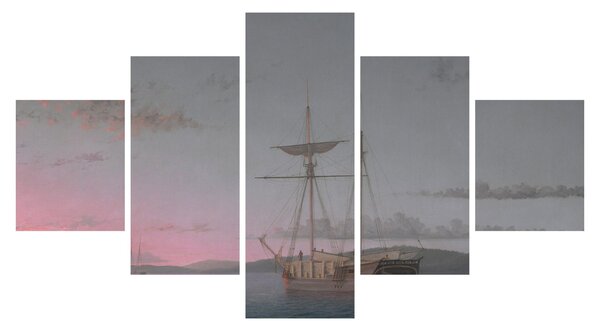 Obraz - Fitz Henry Lane, Lumber Schooners at Evening on Penobscot Bay, reprodukce (125x70 cm)