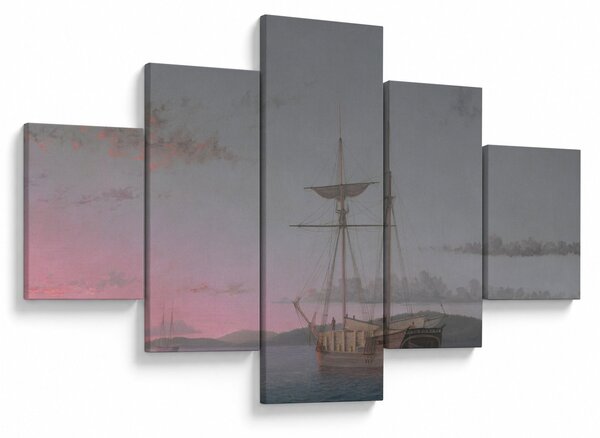 Obraz - Fitz Henry Lane, Lumber Schooners at Evening on Penobscot Bay, reprodukce (125x70 cm)