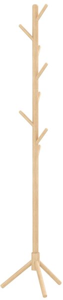 HOMCOM Stojací věšák na kabáty se 8 háčky, dřevěný věšák ve tvaru stromu pro chodbu, předsíň, ložnici 40x40x165 cm přírodní | Aosom
