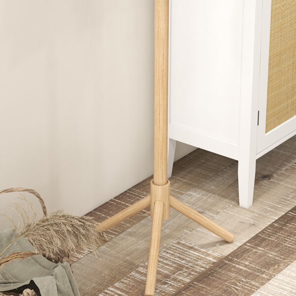 HOMCOM Stojací věšák na kabáty se 8 háčky, dřevěný věšák ve tvaru stromu pro chodbu, předsíň, ložnici 40x40x165 cm přírodní | Aosom