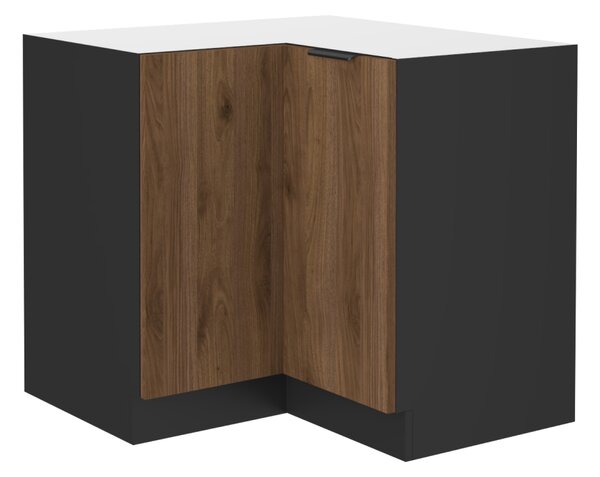 KONDELA Spodní rohová skříňka, ořech okapi/černá, MENZO 90x90 DN 2F BB