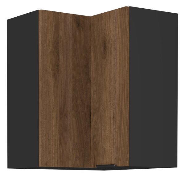 KONDELA Horní rohová skříňka, ořech okapi/černá, MENZO 60x60 GN-72 2F