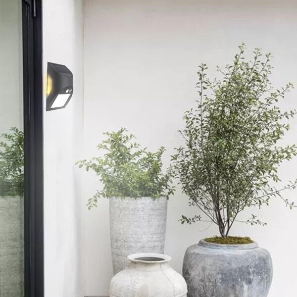Nedes Solární venkovní nástěnné LED svítidlo se senzorem šedé 3W, 300lm, 3000K - 4000K