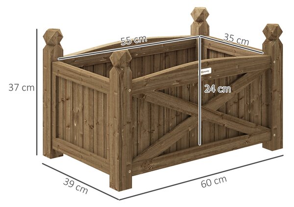 Vyvýšený dřevěný truhlík Outsunny pro městské zahrady – Ideální pro pěstování rostlin, květin a bylin – Obdélníkový truhlík na zahradu, balkon a teras