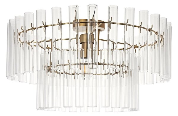 Stropní Lampa Lucande, Leanna, stmívatelné, Transparentní, Obývací pokoj, Sklo, Moderní