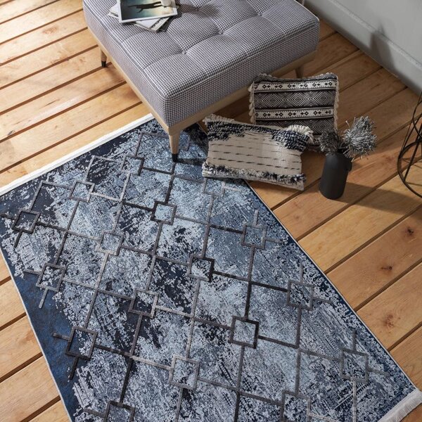 Makro Abra Moderní kusový koberec protiskluzový Hypnotik 01 modrý Rozměr: 80x150 cm