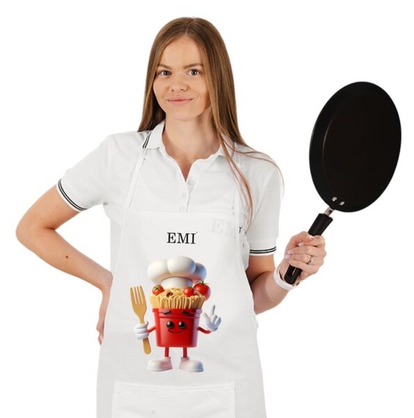 Kuchyňská zástěra Pasta EMI, Bílá
