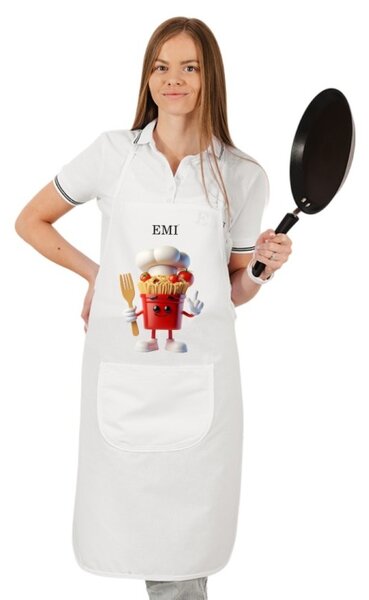 Kuchyňská zástěra Pasta EMI, Bílá