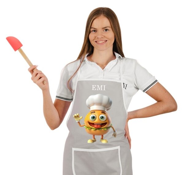 Kuchyňská zástěra Burger EMI, šedá