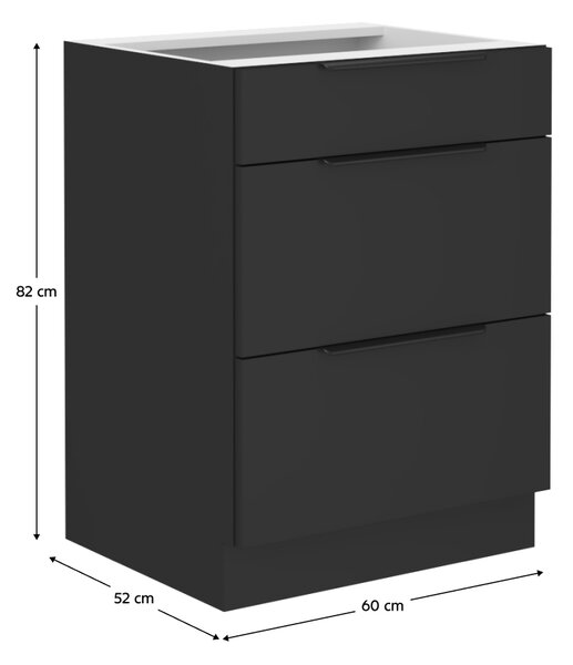 KONDELA Spodní skříňka, černá, SIBER 60 D 3S BB