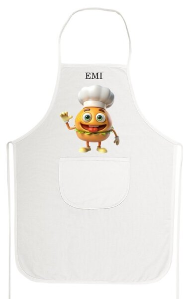 Kuchyňská zástěra Burger EMI, Bílá