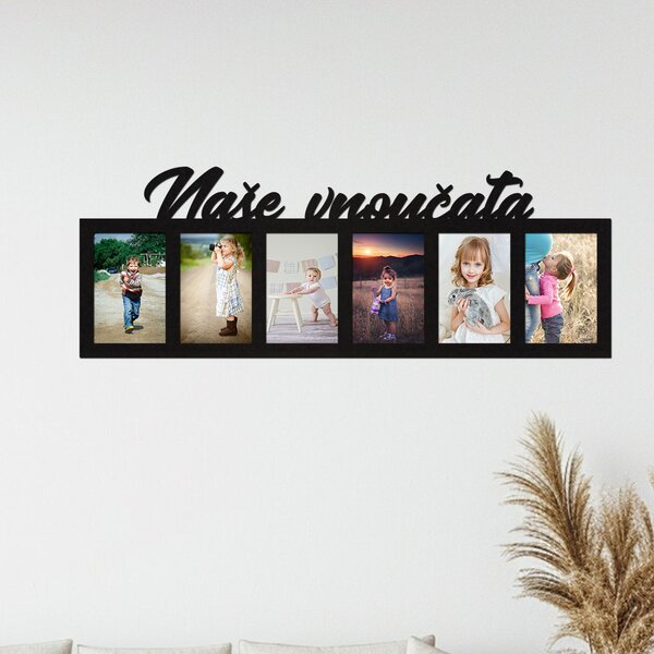 Dřevěný fotorámeček Naše vnoučata Zvolte barvu dekoru: Černá | Zvolte | Rozměry (cm)grafie šxv (cm): 10x15 | Počet fotorámečků: 6