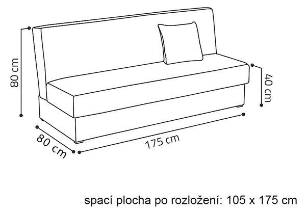 Pohovka Adela MINI | 175 cm | rozkládací + úložný prostor | enjoy 24 šedá grafitová