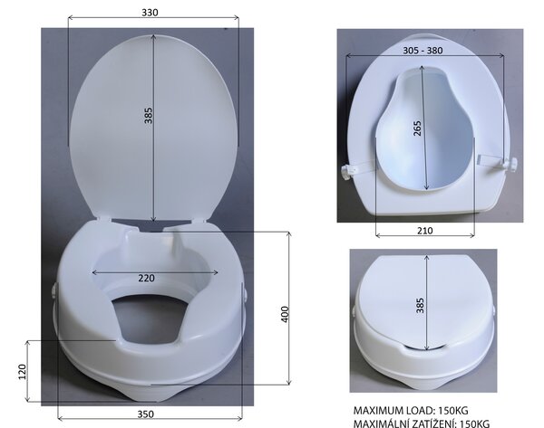 Ridder HANDICAP WC sedátko zvýšené 10cm, bez madel, bílá A0071001