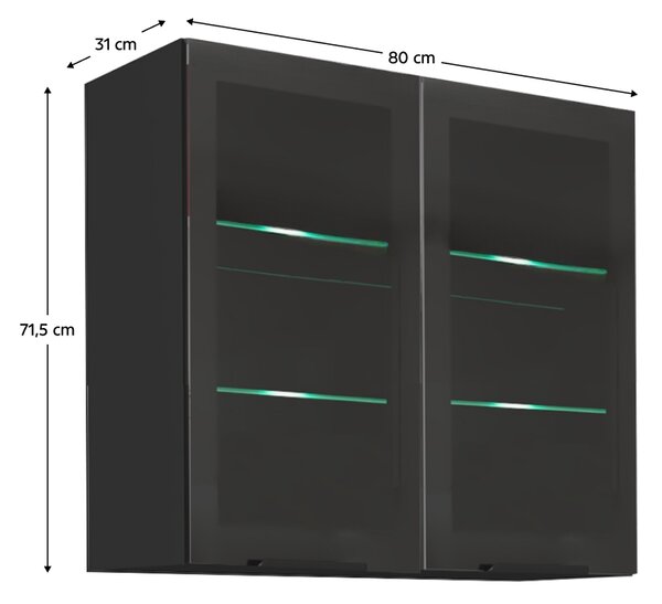 KONDELA Horní skříňka, černá, ARAKA/MENZO/SIBER 80 GS-72 2F