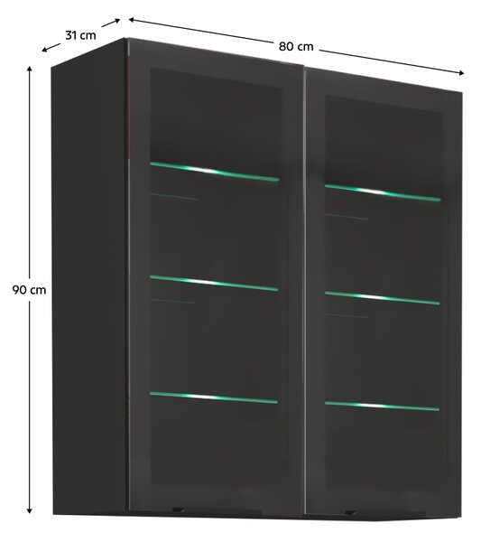 KONDELA Horní skříňka, černá, ARAKA/MENZO/SIBER 80 GS-90 2F