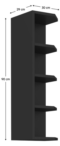 KONDELA Horní rohová skříňka, černá, ARAKA/MENZO/SIBER 30 G-90 ZAK