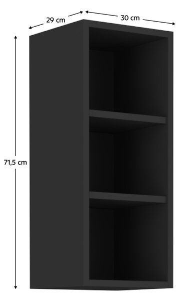 KONDELA Horní otevřená skříňka, černá, ARAKA/MENZO/SIBER 30 G-72 OTW