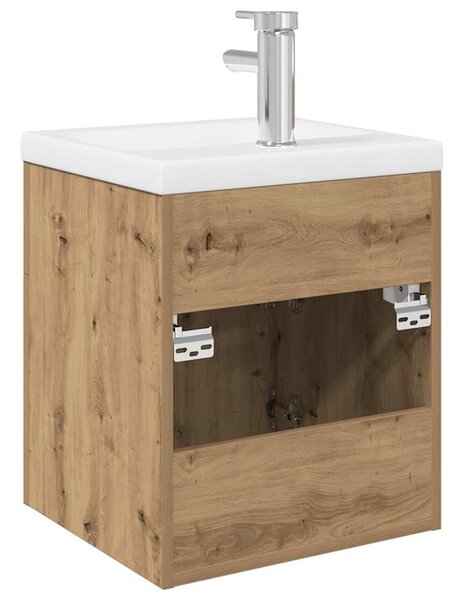Umyvadlová skříňka s vestavěným umyvadlem a baterie dub artisan 3328906