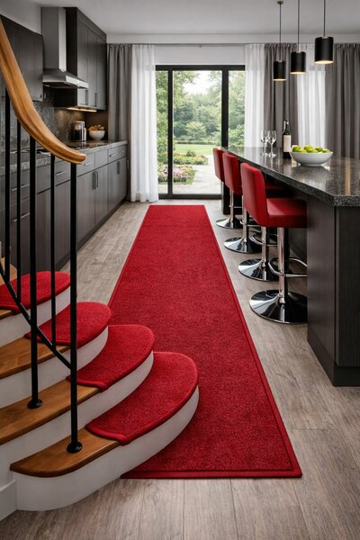 Vopi Nášlapy na schody Eton červený obdélník, samolepící - 24x65 obdélník (rozměr včetně ohybu)
