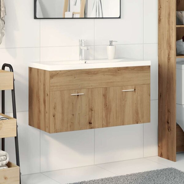 Umyvadlová skříňka s vestavěným umyvadlem dub artisan kompozit 3328910