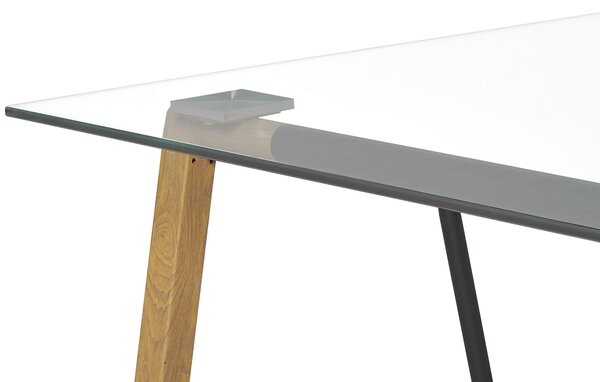 Jídelní stůl TACOMA Světle hnědá 140 cm 80 cm Bezpečnostní sklo