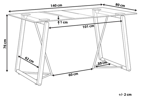 Jídelní stůl TACOMA Světle hnědá 140 cm 80 cm Bezpečnostní sklo