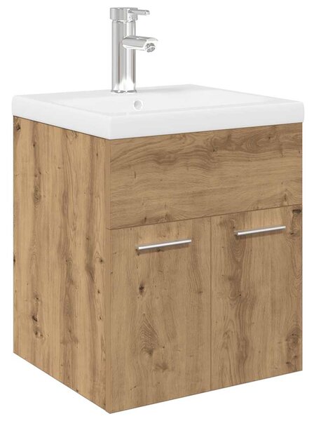 Umyvadlová skříňka s vestavěným umyvadlem a baterie dub artisan 3328906