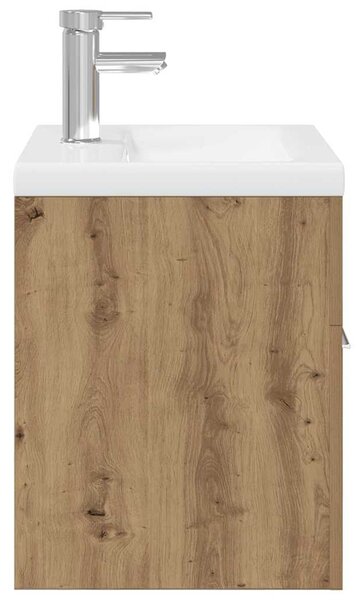 Umyvadlová skříňka s vestavěným umyvadlem a baterie dub artisan 3328906