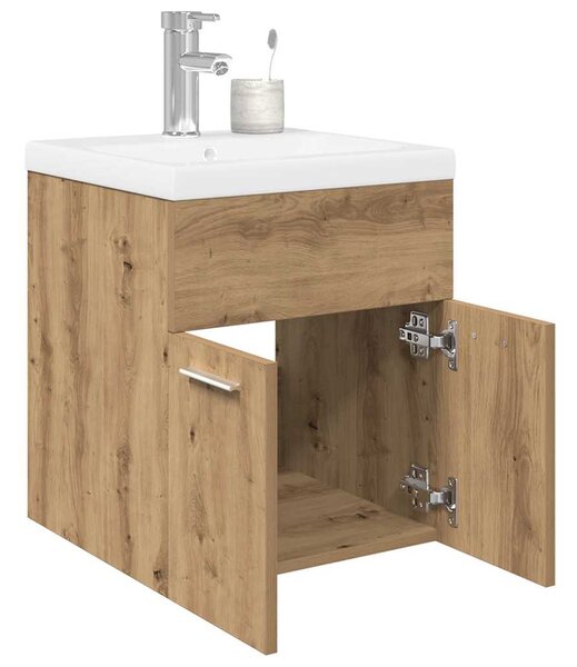 Umyvadlová skříňka s vestavěným umyvadlem a baterie dub artisan 3328906
