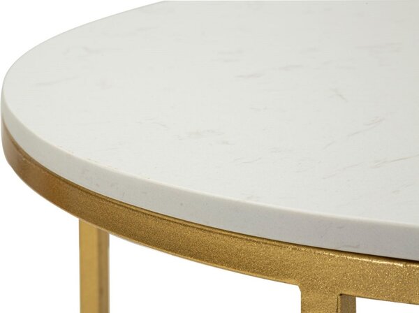 Designový konferenční stolek Bannister 90 cm bílý / zlatý
