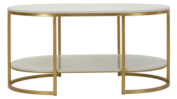 Designový konferenční stolek Bannister 90 cm bílý / zlatý