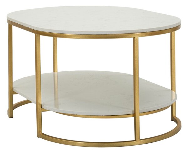 Designový konferenční stolek Bannister 90 cm bílý / zlatý