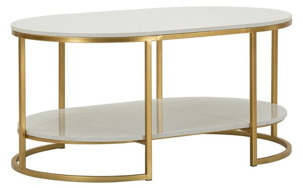 Designový konferenční stolek Bannister 90 cm bílý / zlatý